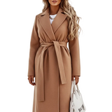 Novi Manteau Femme en Laine – Coupe Cache-Cœur Élégante avec Ceinture & Style Intemporel
