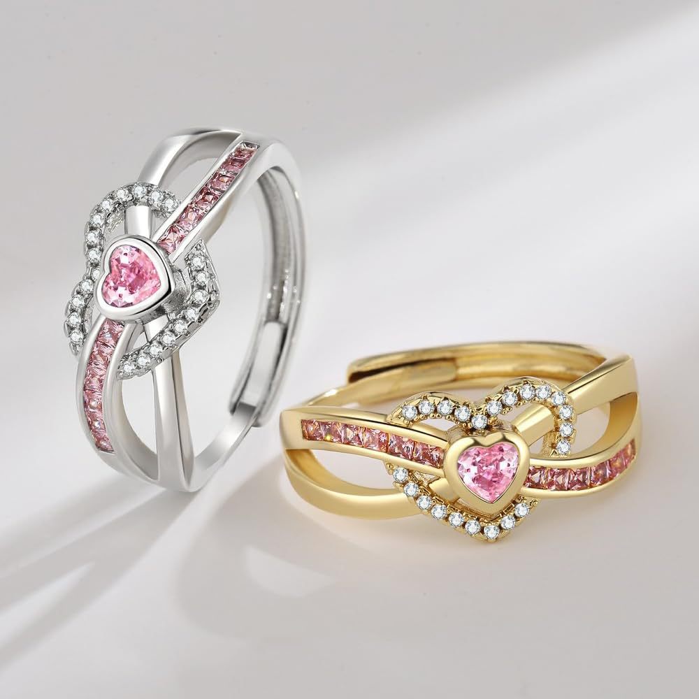 Elara, bague ajustable à motif cœur - vue rapprochée