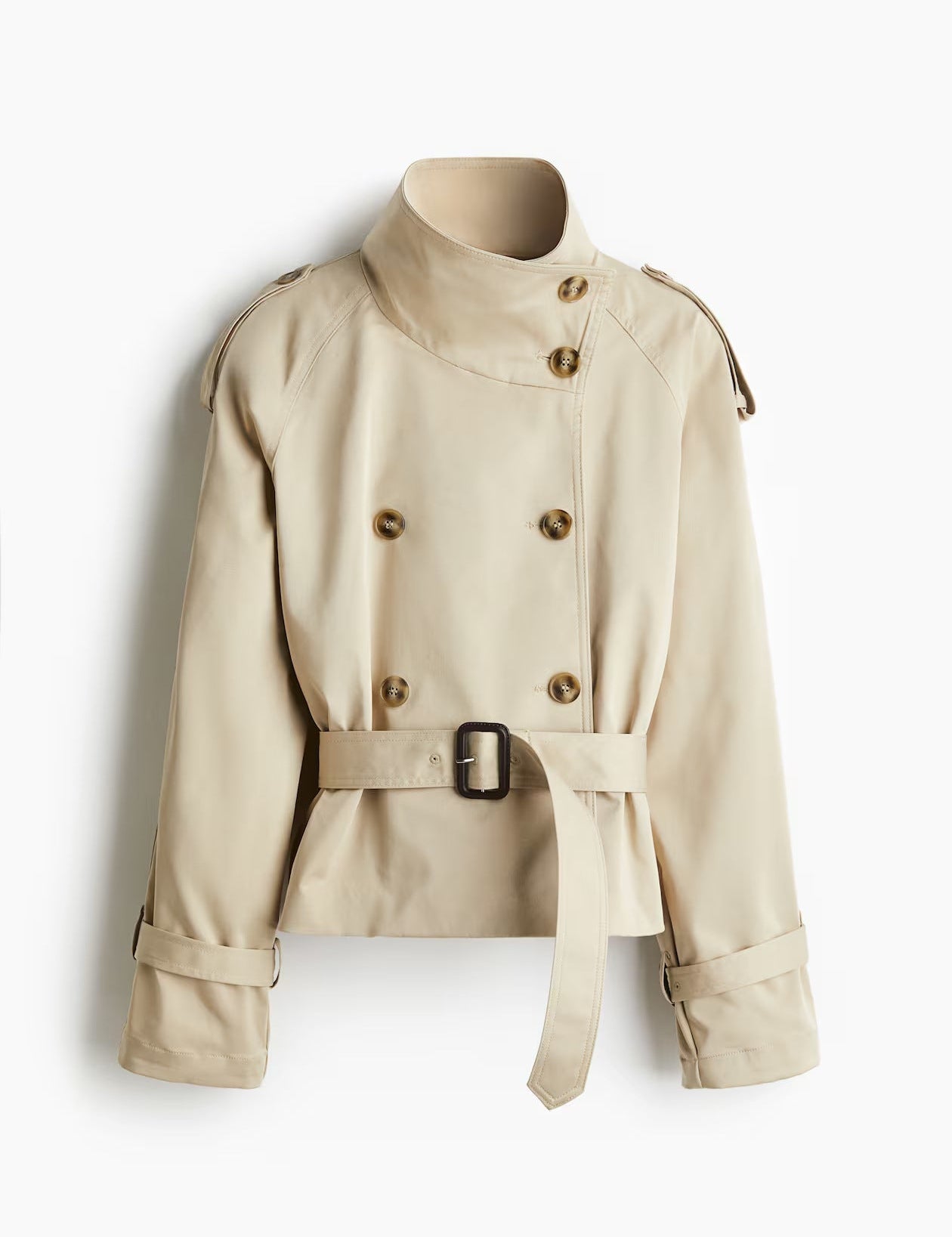 Chloé Trench Court Femme – Trench Moderne avec Ceinture Ajustable et Col Montant