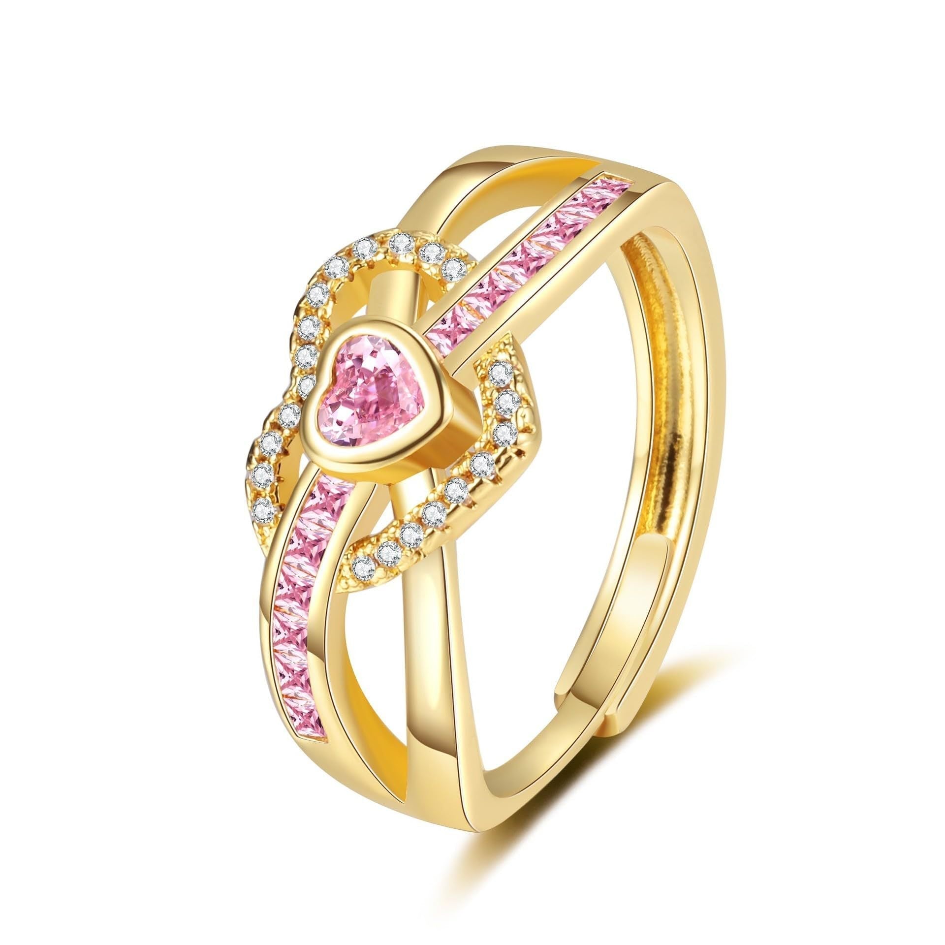 Elara, bague ajustable à motif cœur - vue rapprochée