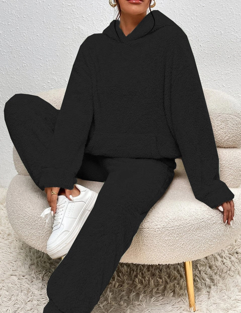 Lillie Ensemble Femme – Tenue d’Intérieur en Polaire Douce avec Hoodie & Jogging Confortables