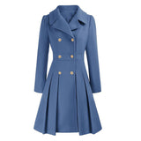 Livy Trench Femme Cintré – Manteau Élégant à Double Boutonnage, Ceinture et Jupe Plissée