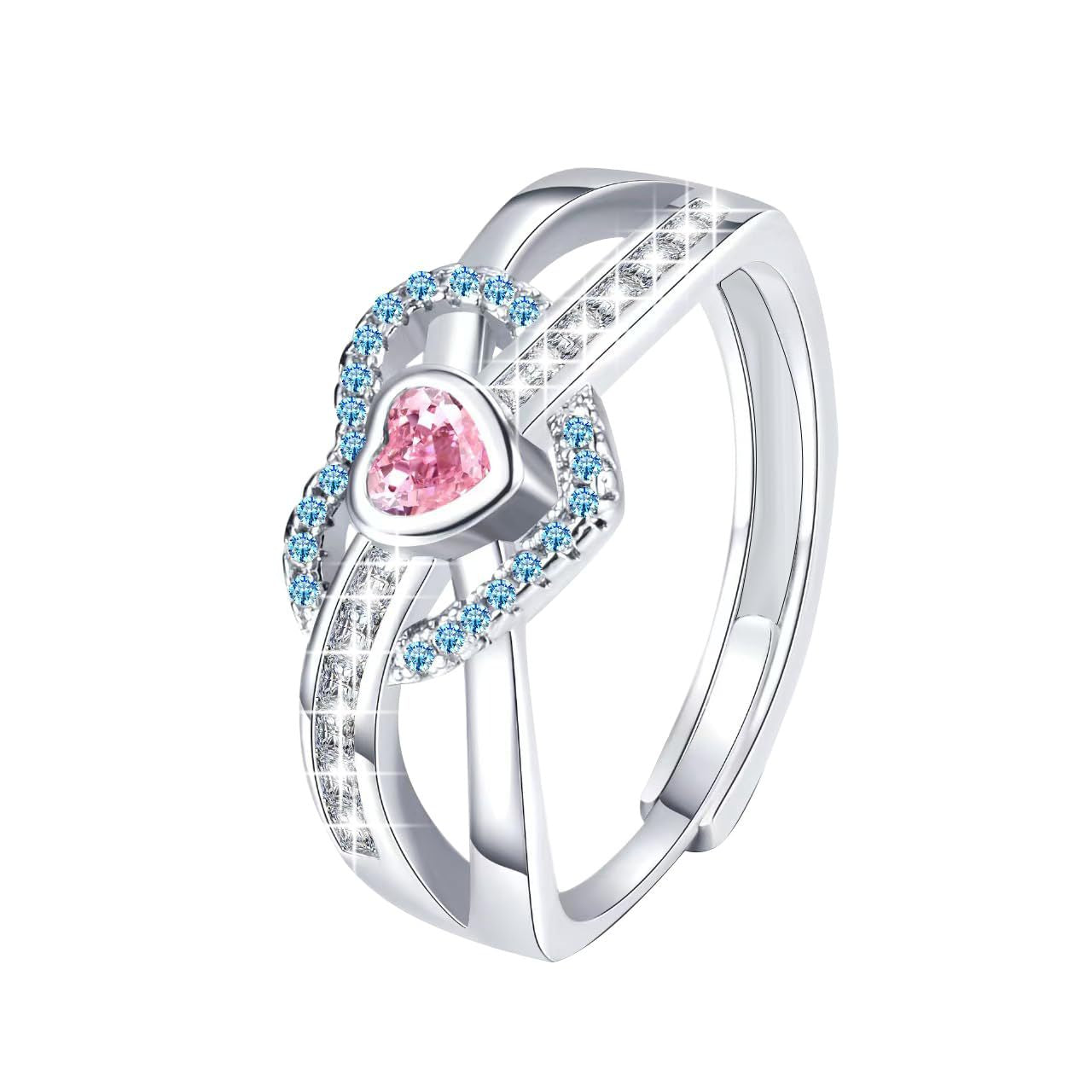 Elara, bague ajustable à motif cœur - détail du bijou