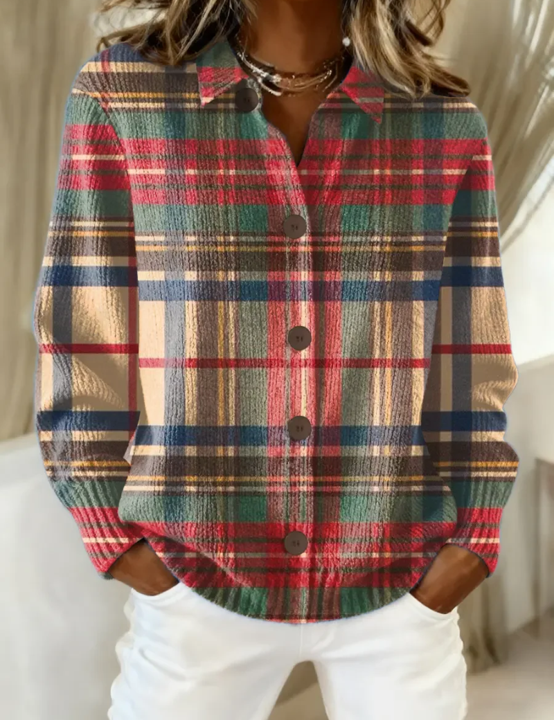 Gloria - gilet à carreaux multicolore avec boutons | AMORA MODE