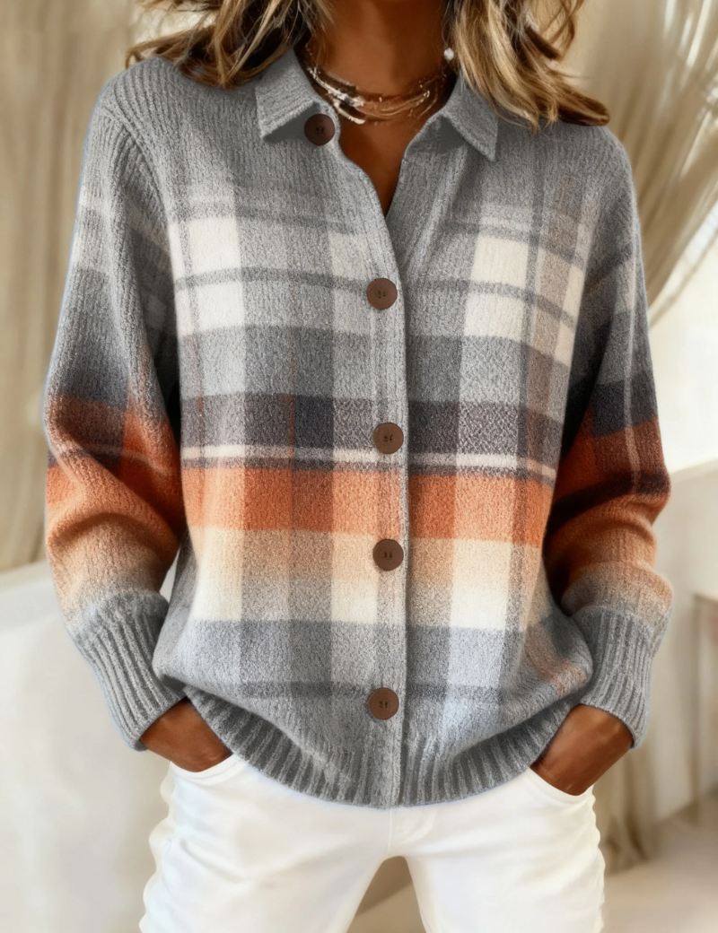 Marlène - gilet en tricot à motif ombré chaud | AMORA MODE