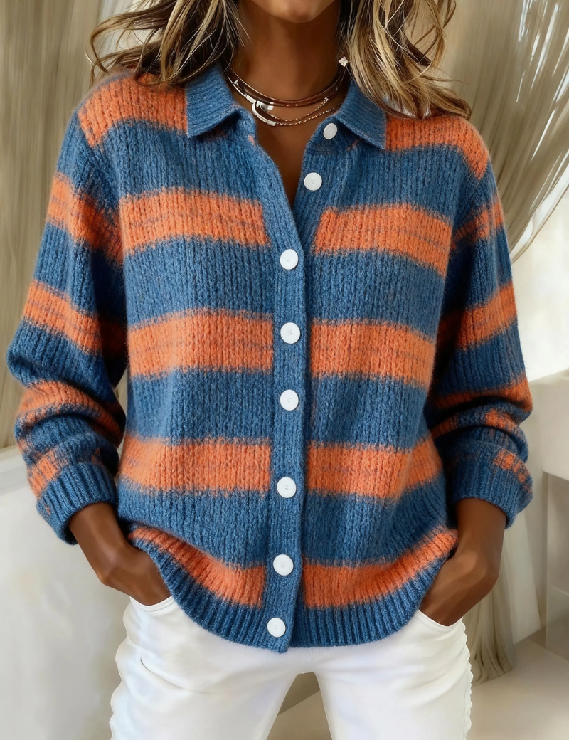 Livia - gilet en tricot rayé | AMORA MODE