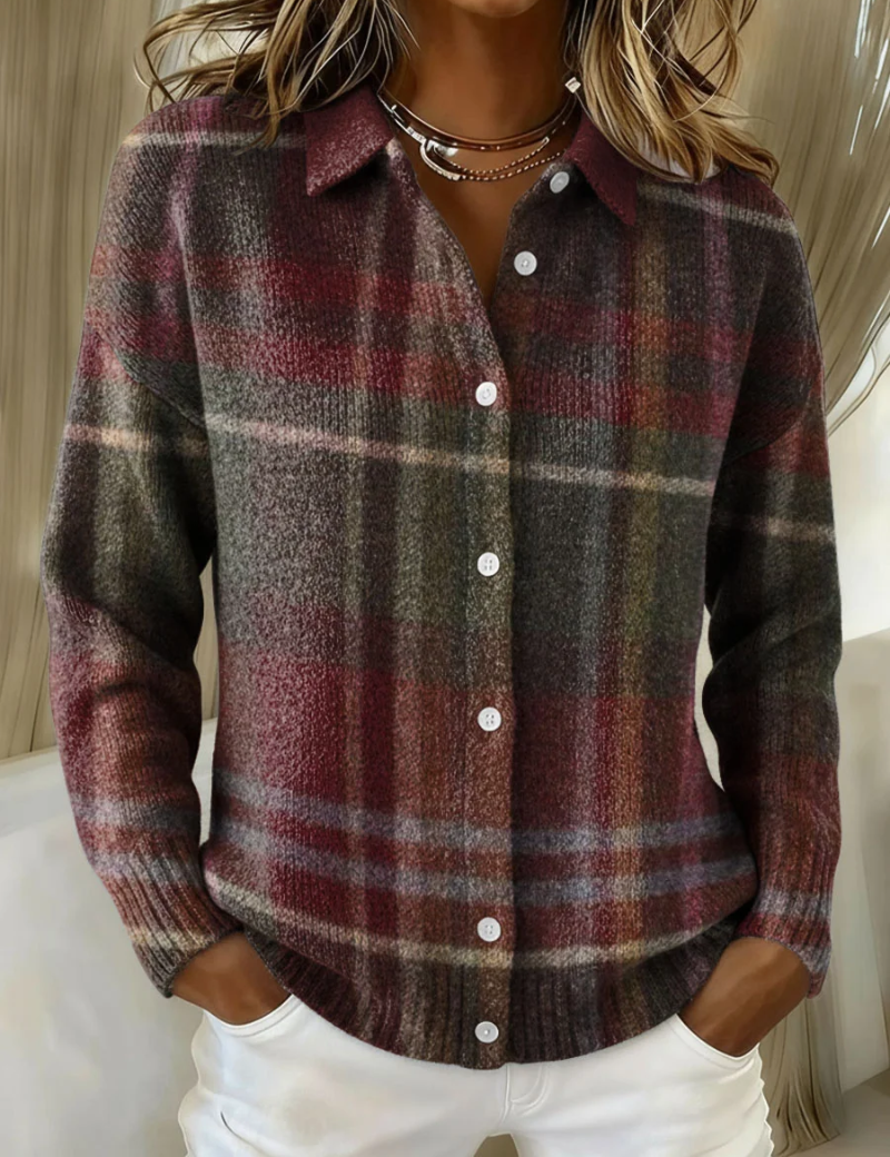 Léonore - gilet en tricot à carreaux classique | AMORA MODE