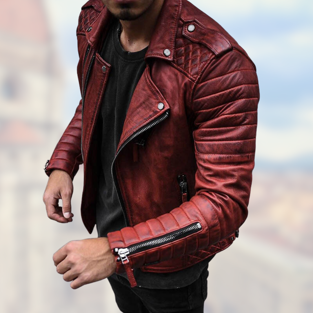 Jake Veste Biker Homme en Similicuir – Coupe Slim, Zip Asymétrique & Style Rock