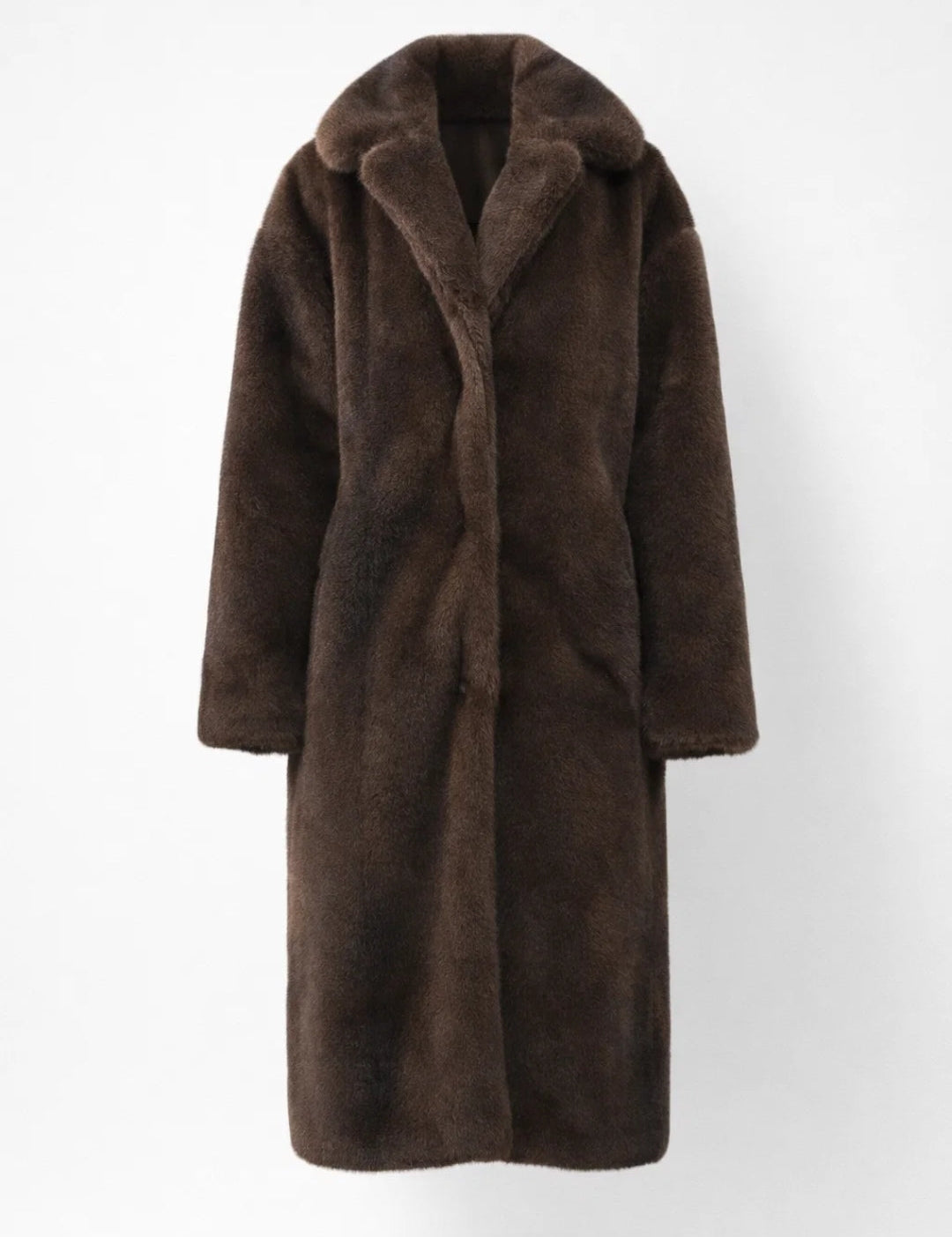 Gia Manteau Long Femme – Effet Fourrure Luxe avec Col Châle & Coupe Élégante