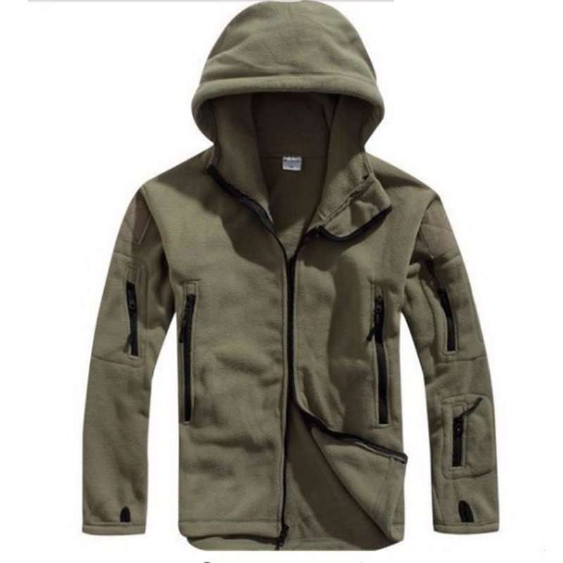 Hunter Veste Fleece Thermique Homme – Jacket Militaire Coupe Outdoor avec Capuche & Poches