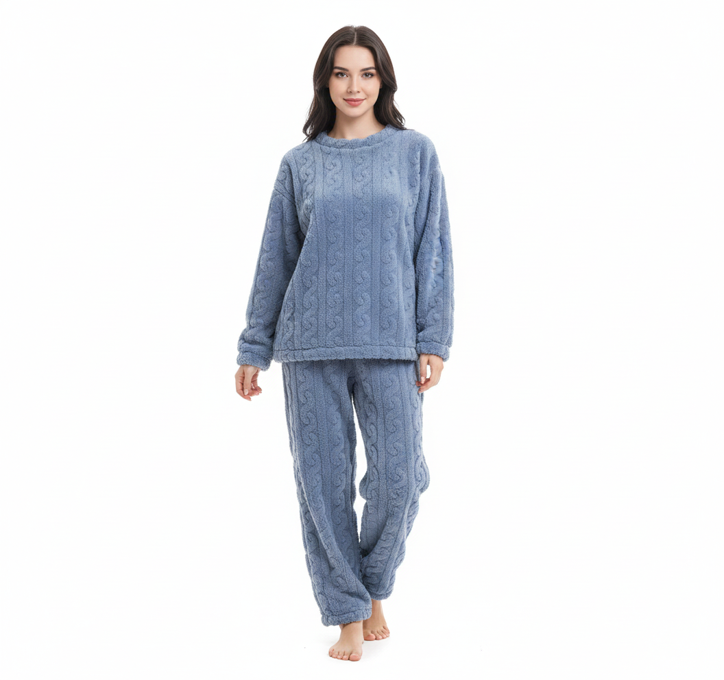 Lunie Ensemble Loungewear Femme – Pyjama Polaire Deux Pièces Chaud & Confortable