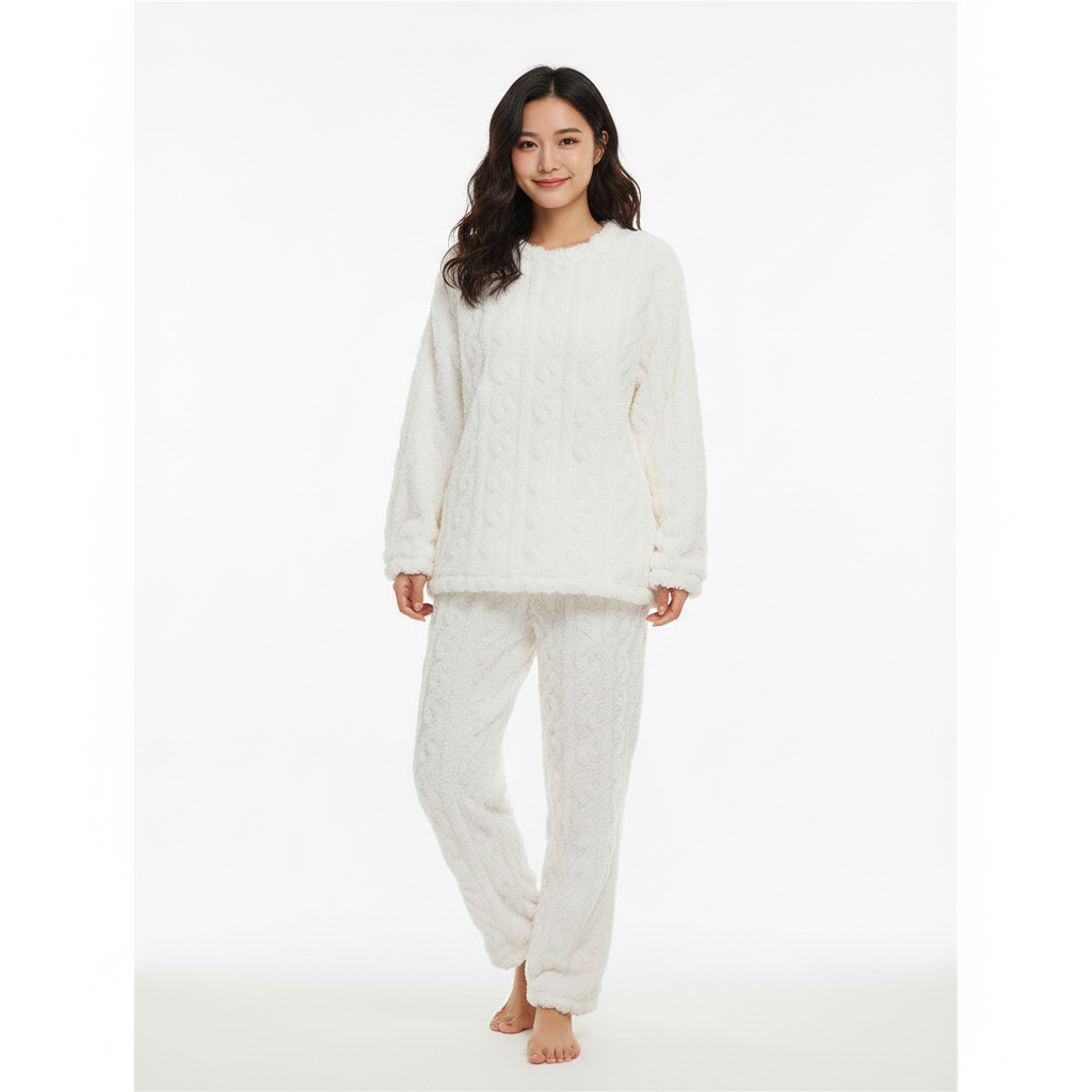 Lunie Ensemble Loungewear Femme – Pyjama Polaire Deux Pièces Chaud & Confortable