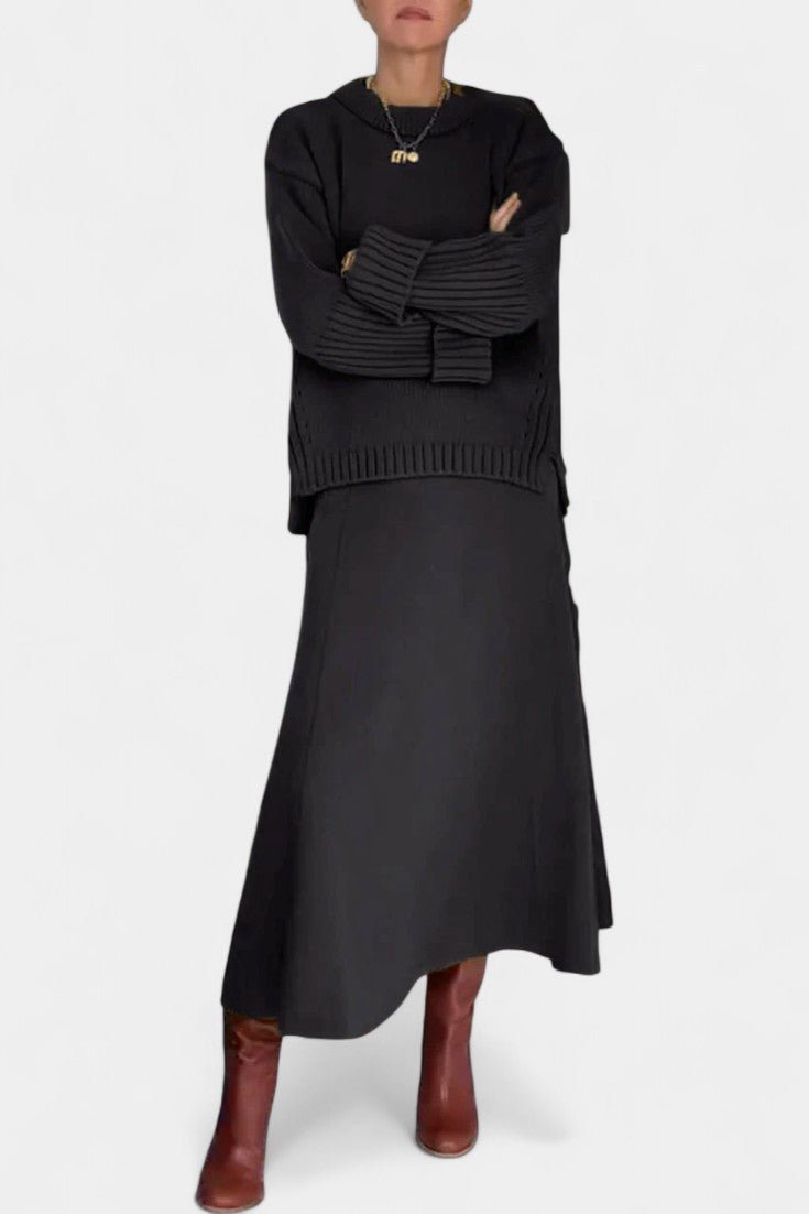 Élodie - Ensemble pull en maille & jupe longue