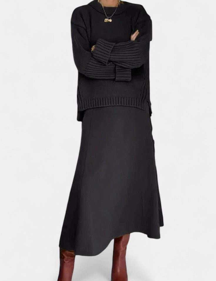 Élodie - Ensemble pull en maille & jupe longue