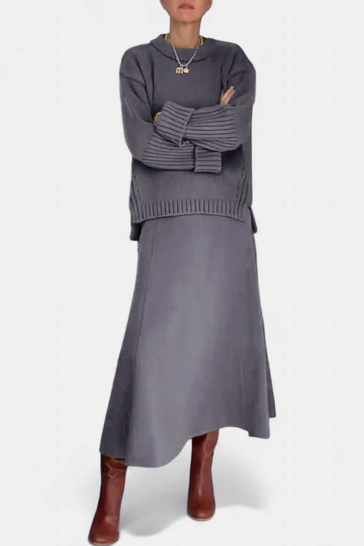 Élodie - Ensemble pull en maille & jupe longue