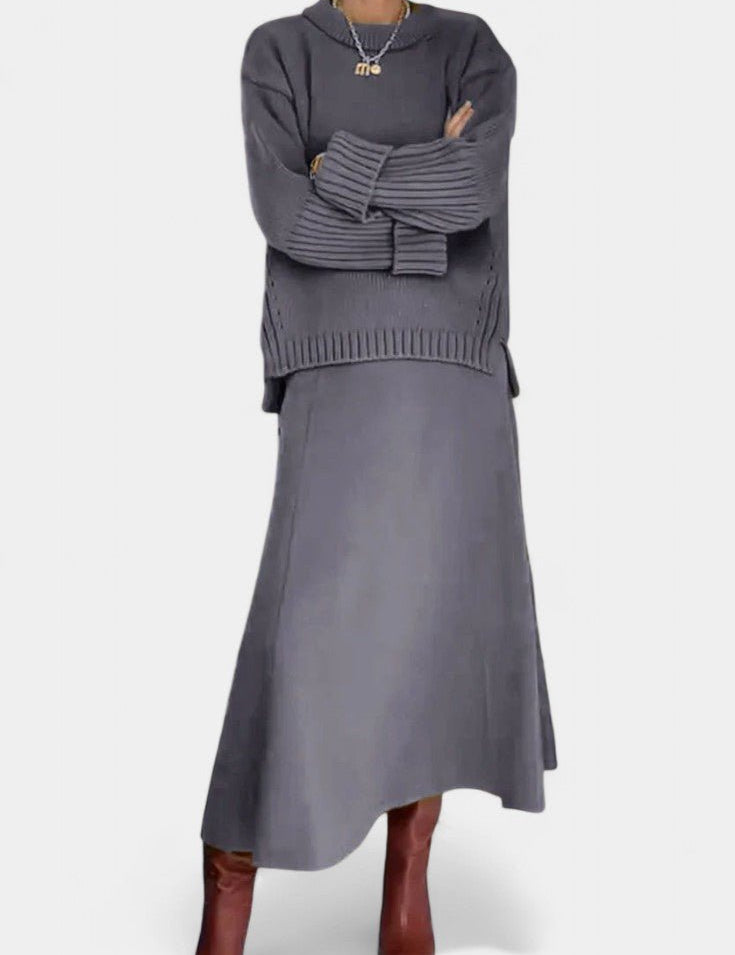 Élodie - Ensemble pull en maille & jupe longue