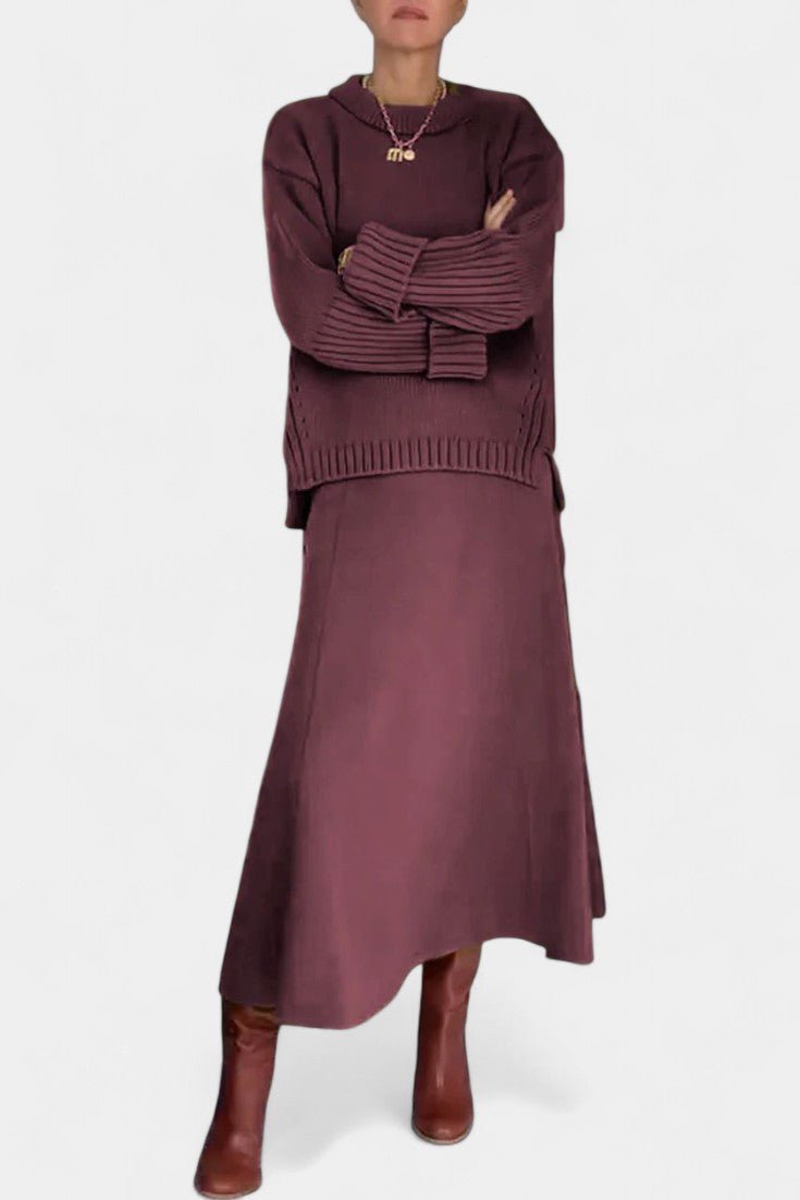 Élodie - Ensemble pull en maille & jupe longue