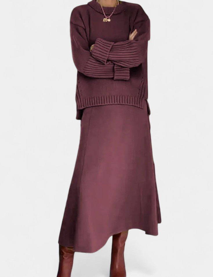 Élodie - Ensemble pull en maille & jupe longue