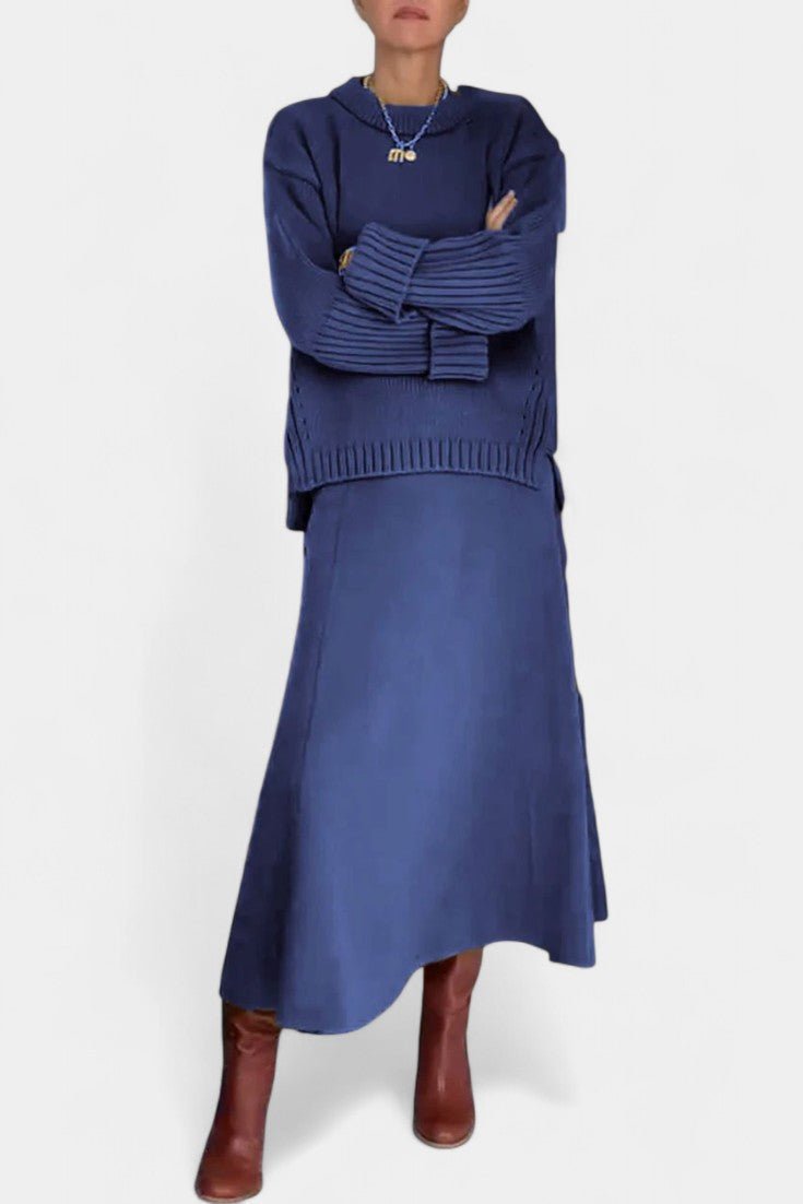 Élodie - Ensemble pull en maille & jupe longue