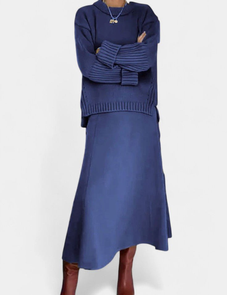 Élodie - Ensemble pull en maille & jupe longue