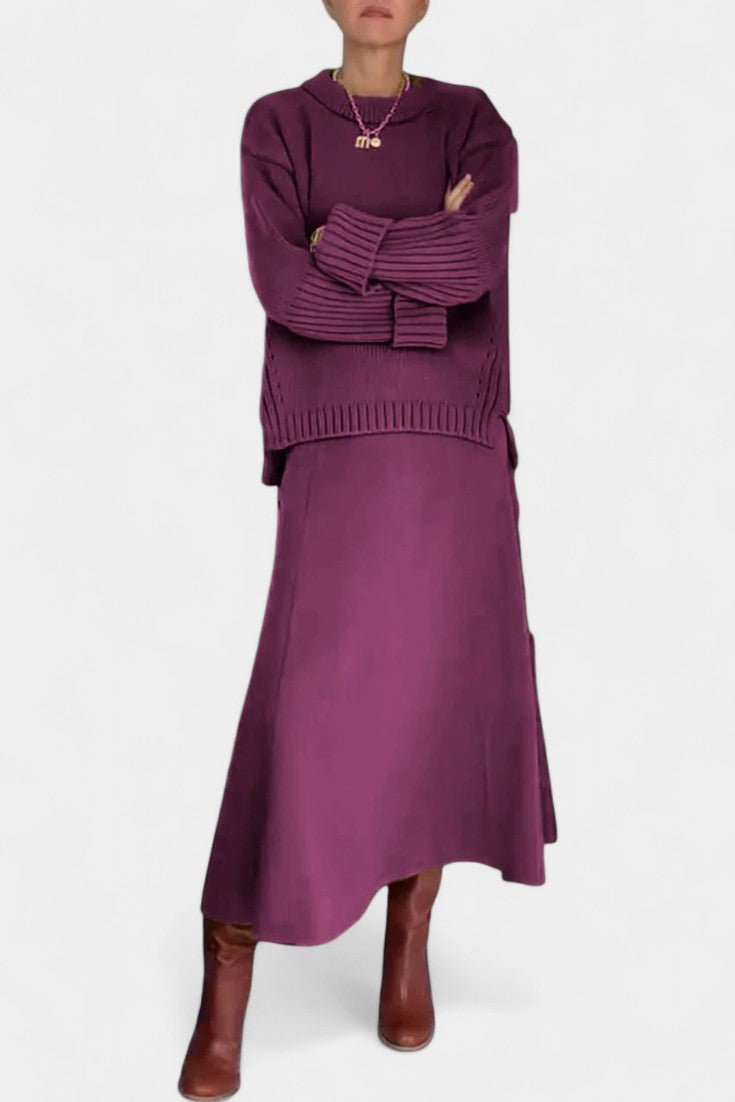 Élodie - Ensemble pull en maille & jupe longue