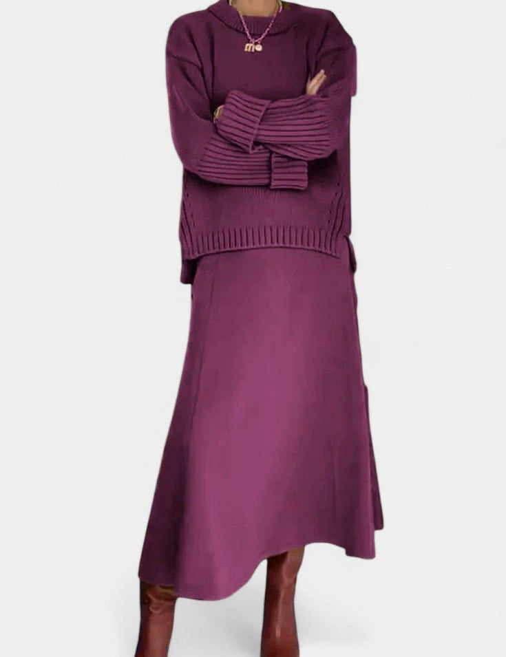 Élodie - Ensemble pull en maille & jupe longue