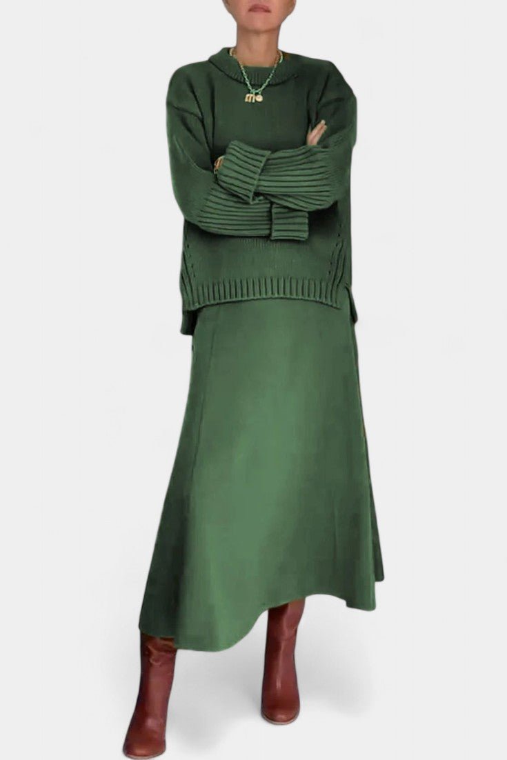 Élodie - Ensemble pull en maille & jupe longue