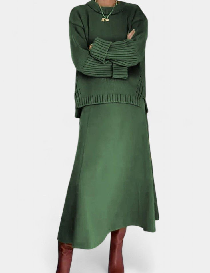 Élodie - Ensemble pull en maille & jupe longue