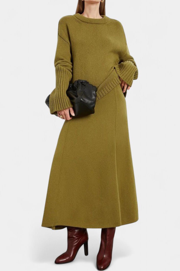 Élodie - Ensemble pull en maille & jupe longue