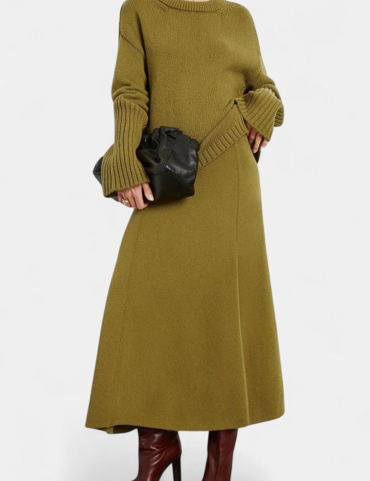 Élodie - Ensemble pull en maille & jupe longue