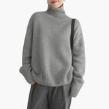Lucy Pull Femme à Col Roulé – Tricot Côtelé Doux à Manches Longues avec Col Haut