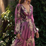 Natalia Robe Maxi Femme – Élégance Estivale, Polyester Léger & Coupe Fluide Violet