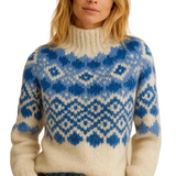 Astrid Pull Col Roulé Femme Motif Norvégien – Maille Épaisse & Confort Hivernal