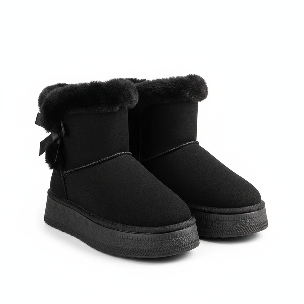 Remi Bottes d’Hiver Femme Doublées – Semelle Épaisse & Détail Nœud Élégant