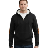 Rowan Hoodie Homme Casual – Sweat à Col V avec Coudières en Suédine et Capuche Doublée