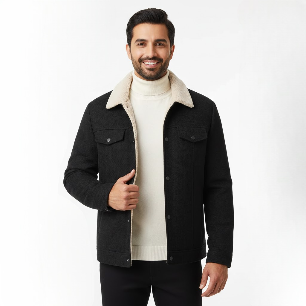 Rowan Veste Polaire Homme Texturée – Col Brossé Chaud & Style Urbain Hiver