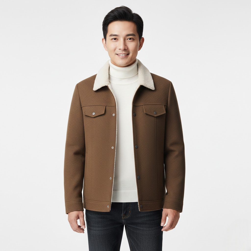 Rowan Veste Polaire Homme Texturée – Col Brossé Chaud & Style Urbain Hiver