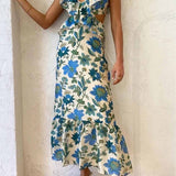 Robe d’Été Femme Eris – Robe à Volants avec Lacets, Détails Découpés & Imprimé Fleuri