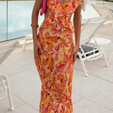 Robe d’Été Femme Eris – Robe à Volants avec Lacets, Détails Découpés & Imprimé Fleuri