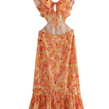 Robe d’Été Femme Eris – Robe à Volants avec Lacets, Détails Découpés & Imprimé Fleuri