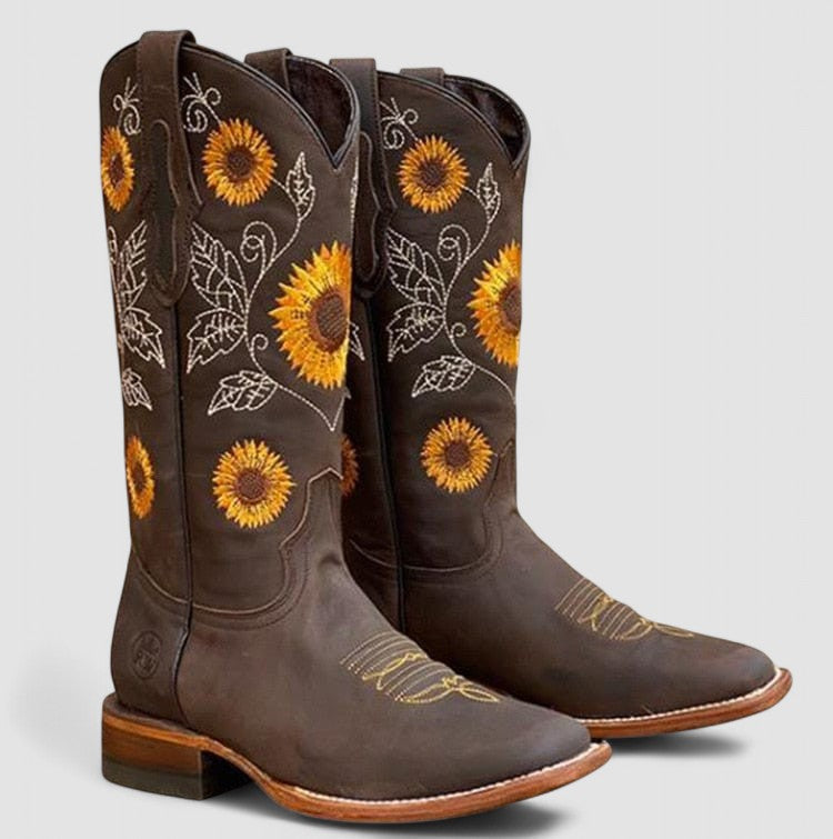 Sylvaine - Bottes western à broderie florale