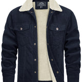 Legan Veste Trucker Homme en Velours Côtelé – Doublure Sherpa, Chaleur & Style Casual