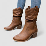 Éléonore - Bottes à tige froncée et talon