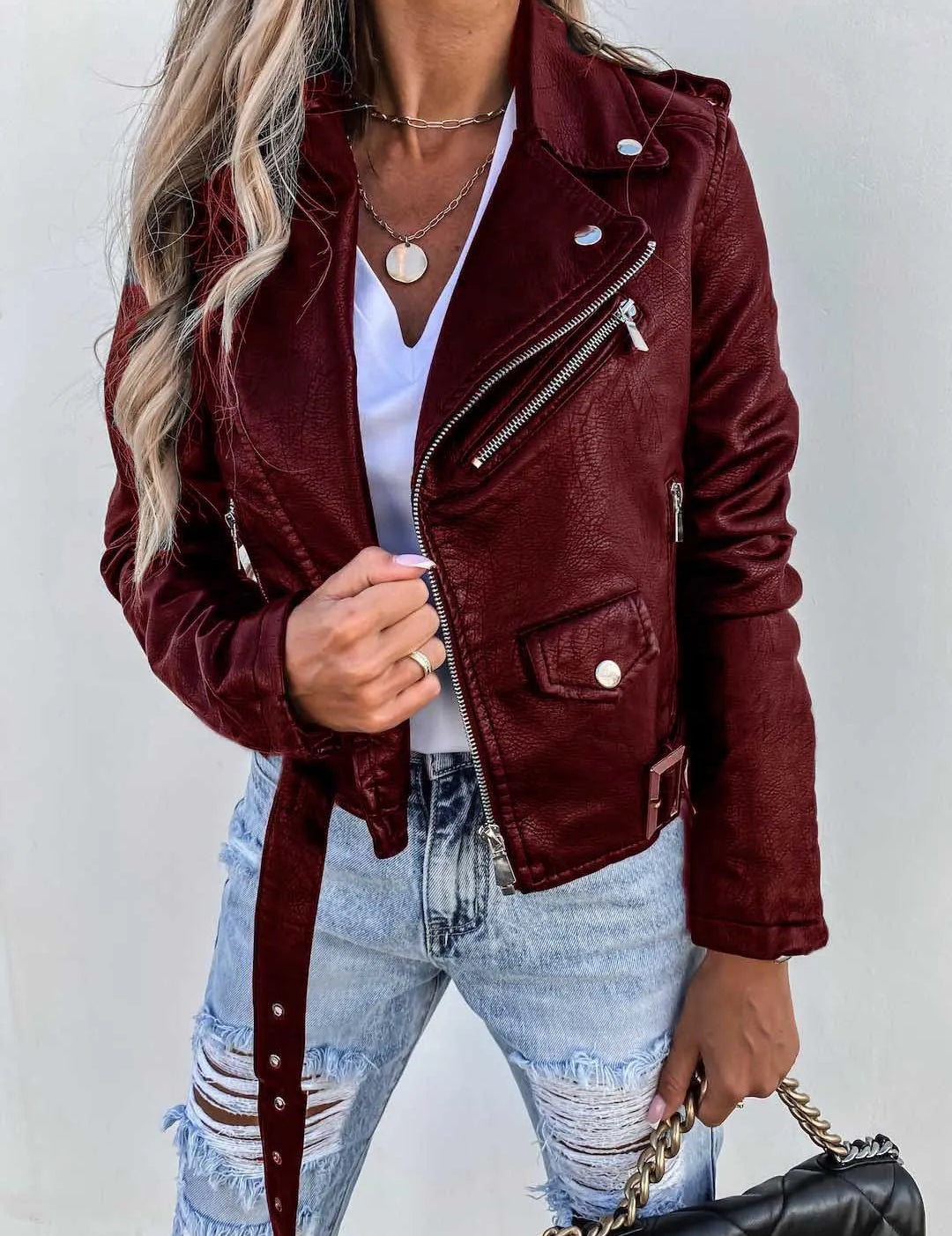 Maxine Veste Femme – Veste en Cuir Élégante & Intemporelle au Style Chic Moderne