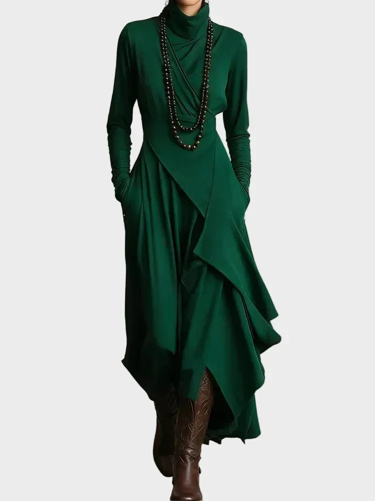 Teresa - robe maxi asymétrique en maille à col roulé, autre vue