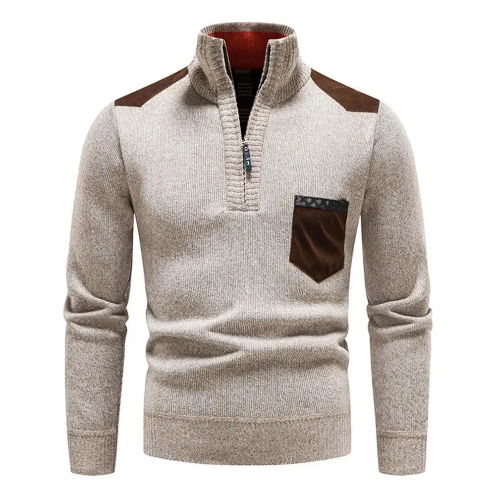 Tristan Pull Laine Homme Demi-Zip – Pullover Élégant avec Poche Poitrine & Coupe Confort