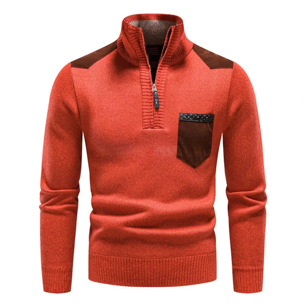 Tristan Pull Laine Homme Demi-Zip – Pullover Élégant avec Poche Poitrine & Coupe Confort