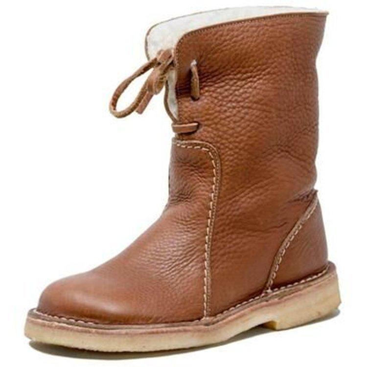 Emersyn Bottes Chauffantes Femme – Cuir Imperméable avec Doublure en Laine & Confort Hivernal