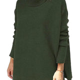Ava Pull Long Femme Col Roulé Oversize – Pull Tunic Côtelé Chaud au Style Élégant