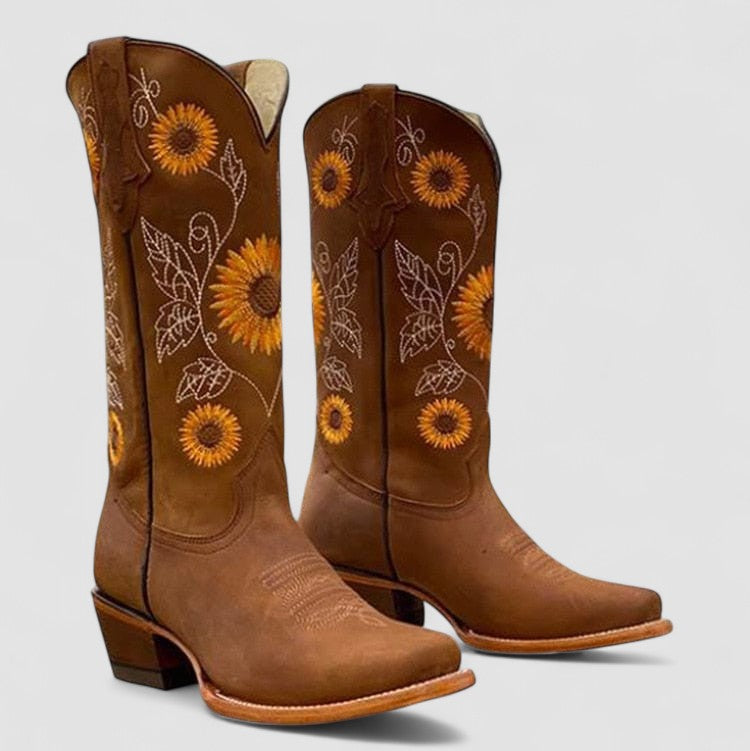 Sylvaine - Bottes western à broderie florale